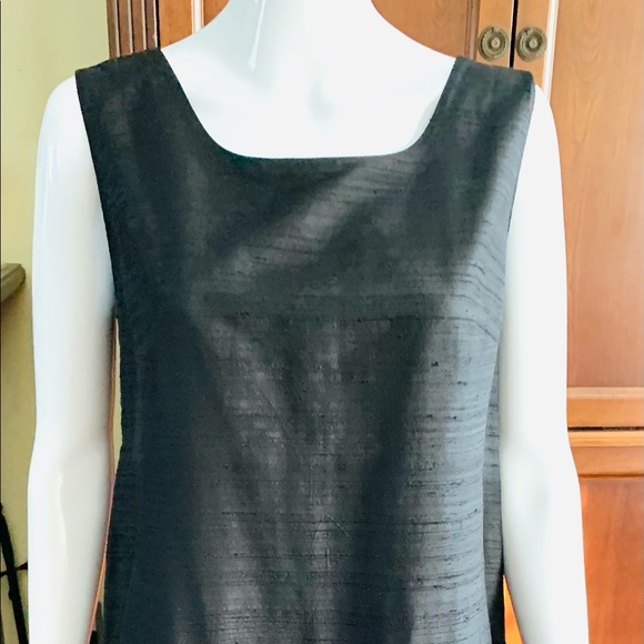 Shiny Black silk dress & short blazer 2 Pc suit pleaded dress with slits US 12 - Picture 9 of 16